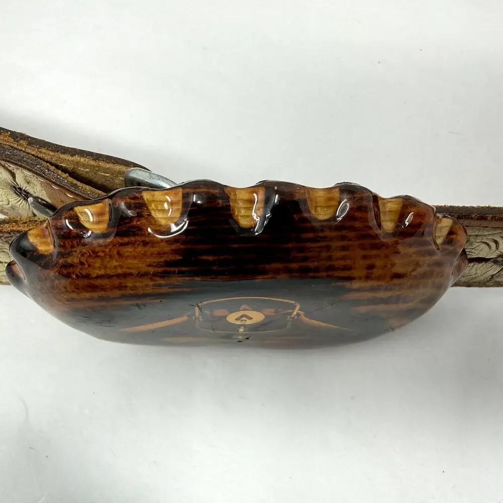 Vintage Justin Full Grain Leather Floral Belt w Resin Buckle Size 30